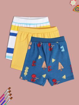 MINI KLUB - Printed New Born And Baby Boys Multi Shorts (Set of 3)
