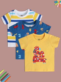MINI KLUB - Printed New Born And Baby Boys Multi-Color T-Shirts (Set of 3)