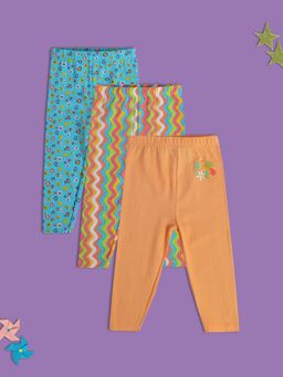 MINI KLUB - Printed New Born And Baby Girls Multi Leggings (Set of 3)
