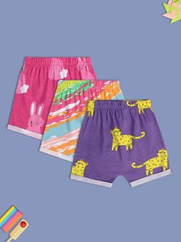 MINI KLUB - Printed New Born And Baby Girls Multi Shorts (Set of 3)
