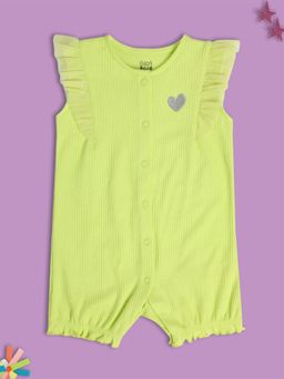 MINI KLUB - Solid/Plain New Born And Baby Girls Green Romper