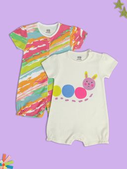MINI KLUB - Printed New Born And Baby Girls Multi Rompers (Set of 2)