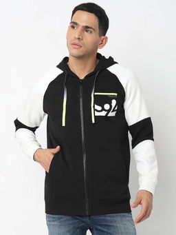 Spykar - Men Hooded Full Sleeves Black Sweatshirt