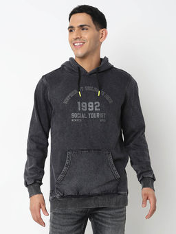 Spykar - Men Round Neck Full Sleeves Black Sweatshirt