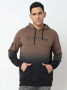 Spykar - Men Hooded Full Sleeves Taupe Sweatshirt