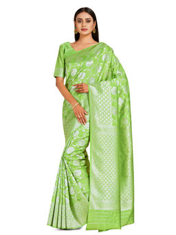 Mimosa - Green Kanjivaram Style Art Silk Saree With Unstitched Blouse