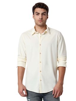 Spykar - Men Beige Slim Fit Solid Full Sleeve Casual Shirt