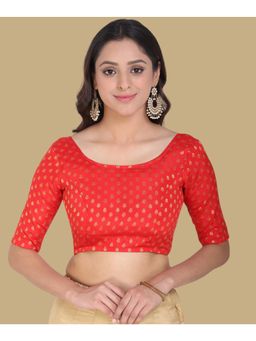 Gahan - Woven Zari Half Sleeves Stitched Blouse - Red