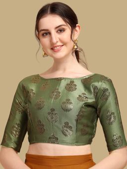 Gahan - Floral Woven Half Sleeves Stitched Blouse - Green