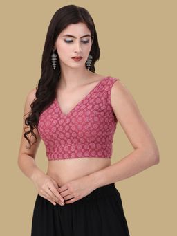 Gahan - Embroidered Sleeveless Stitched Blouse - Pink