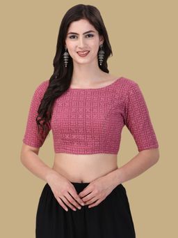 Gahan - Embroidered Half Sleeves Stitched Blouse - Pink