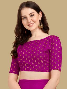 Gahan - Woven Zari Half Sleeves Stitched Blouse - Pink