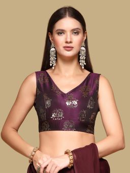 Gahan - Floral Woven Sleeveless Stitched Blouse - Wine