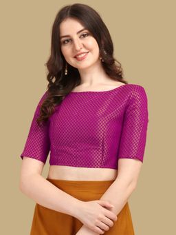 Gahan - Woven Zari Half Sleeves Stitched Blouse - Pink