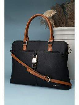 Allen Solly - Women Black Formal Handbag With Detachable Strap