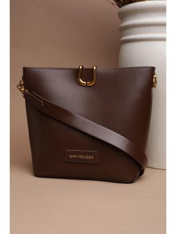 Van Heusen - Women Brown Solid Casual Handbag