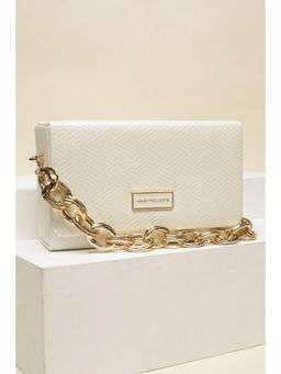 Van Heusen - Women White Textured Casual Sling Bag With Detachable Strap