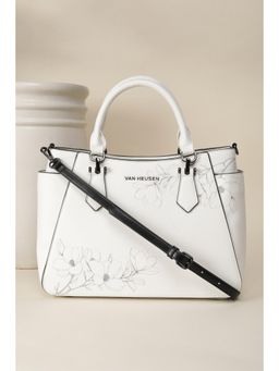 Van Heusen - Women White Printed Formal Handbag With Detachable Strap & Pouch