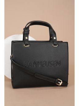 Van Heusen - Women Black Textured Casual Sling Bag With Detachable Strap