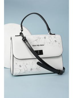 Van Heusen - Women White Printed Casual Handbag With Detachable Strap