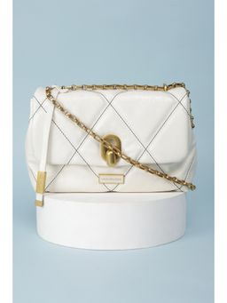 Van Heusen - Women White Solid Casual Sling Bag With Detachable Strap