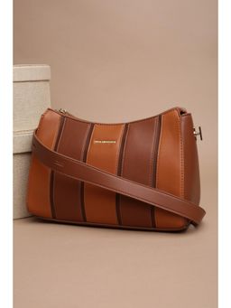 Van Heusen - Women Brown Colorblock Casual Handbag