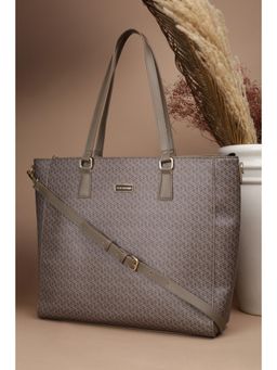 Van Heusen - Women Brown Printed Formal Handbag With Detachable Strap & Pouch