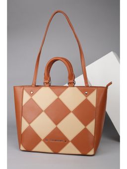 Van Heusen - Women Brown Printed Formal Handbag With Pouch