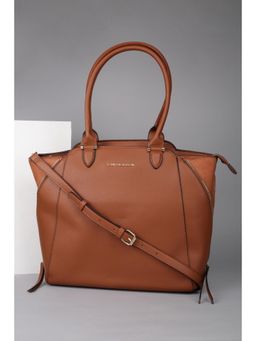 Van Heusen - Women Brown Textured Formal Handbag With Detachable Strap