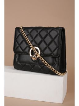 Van Heusen - Women Black Textured Casual Sling Bag With Detachable Strap