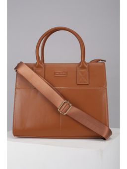 Van Heusen - Women Brown Solid Casual Handbag With Detachable Strap