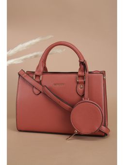 Van Heusen - Women Brown Textured Casual Handbag With Detachable Strap & Pouch