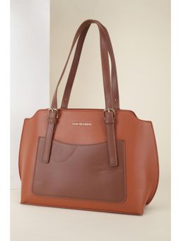 Van Heusen - Women Brown Colorblock Casual Handbag