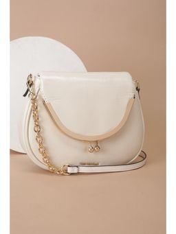 Van Heusen - Women White Textured Casual Sling Bag With Detachable Strap