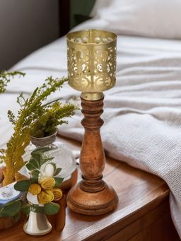 At Home by Nilkamal - Flower Jali Candle Stand Multi Color