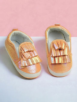 Baby Moo - Frill Partywear Anti-Skid Slip-On Sneakers - Gold