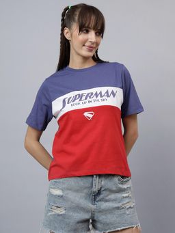 Free Authority - Women Multi-Color Superman Printed Regular Fit T-Shirt