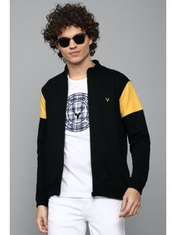 Allen Solly - Men Black Stylized Neck Full Sleeves Casual Sweatshirt
