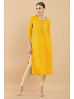 Soch - Mustard Rayon Sequins Kurta