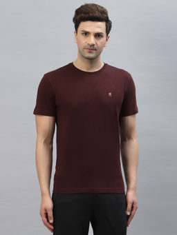 Red Tape - Mens Maroon Solid Half Sleeve Cotton Round Neck T-Shirt