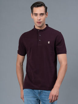 Red Tape - Wine Solid Cotton Mens T-Shirt