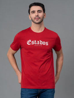 Red Tape - Red Cotton Round Neck Mens Half Sleeve T-Shirt