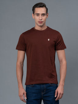 Red Tape - Brown Solid Cotton Mens T-Shirt