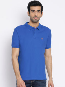 Red Tape - Mens Royal Blue Solid Half Sleeve Cotton Polo T-Shirt