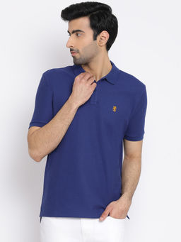 Red Tape - Mens Blue Solid Half Sleeve Cotton Polo T-Shirt