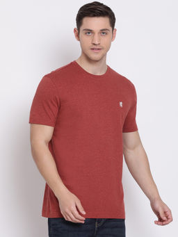 Red Tape - Mens Rust Melange Half Sleeve Cotton Round Neck T-Shirt