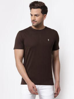 Red Tape - Mens Brown Solid Half Sleeve Cotton Round Neck T-Shirt