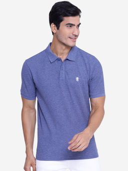 Red Tape - Mens Blue Melange Half Sleeve Cotton Polyester Polo T-Shirt
