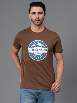 Red Tape - Mid Brown Graphic Print Cotton Round Neck Mens Half Sleeve T-Shirt