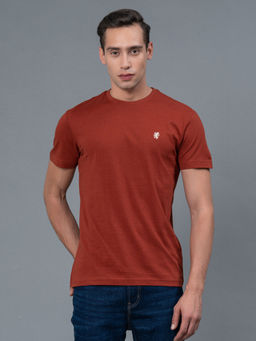 Red Tape - Rust Solid Cotton Mens T-Shirt